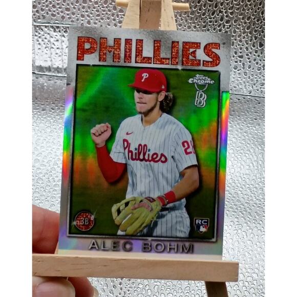 2021 Topps Chrome BEN BALLER Alec Bohm RC "SP 96 Refractor" #96TB-14 Phillies - Picture 2 of 5